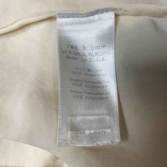 Rag & Bone Crepe Ivory Boxy Top Semi Sheer 3/4 Black Sleeves Blouse Size Small - Picture 9 of 10